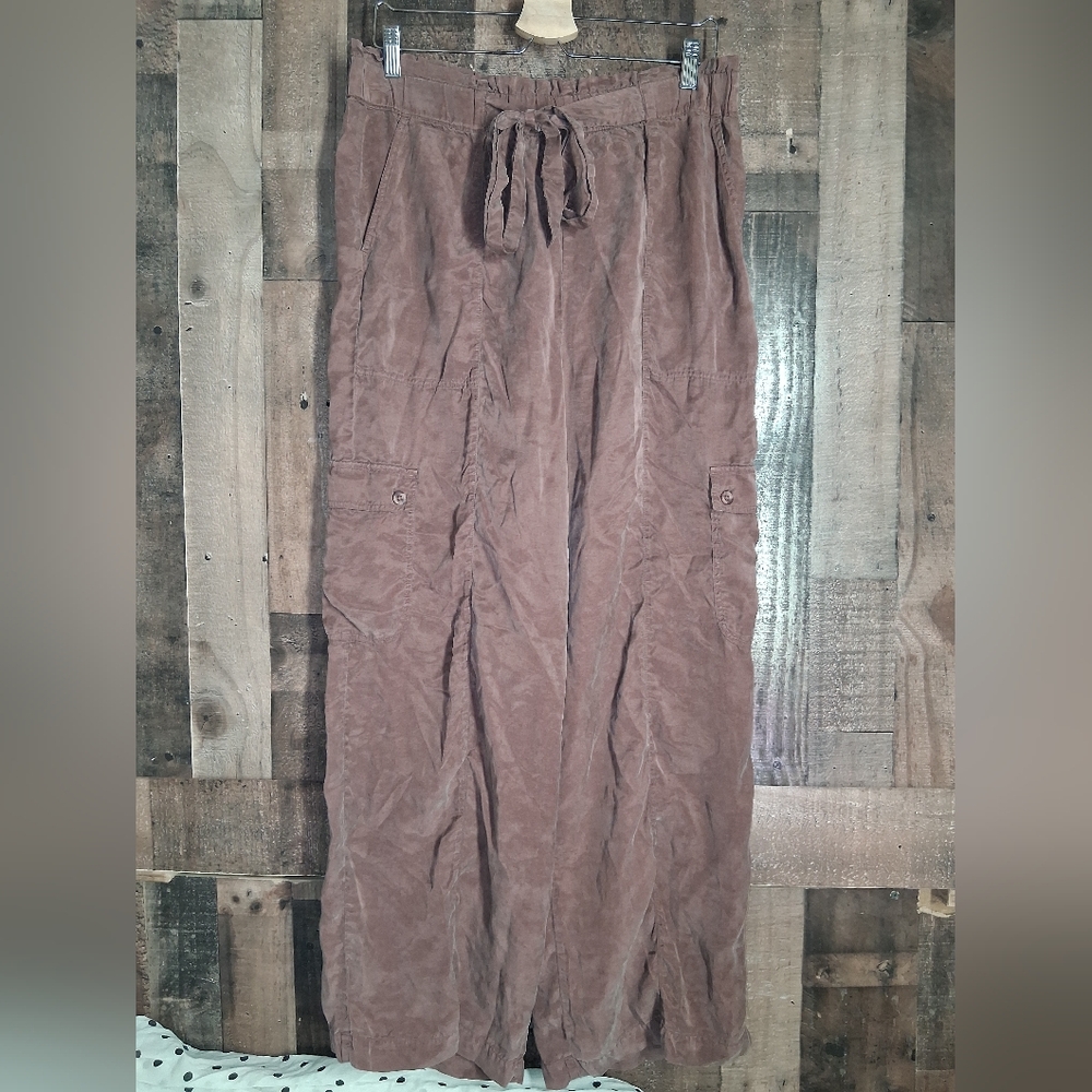 Bella Dahl Echo High Waisted Seam Pant Cargo Wide Leg Paradise Brown Size Large - Picture 2 of 8